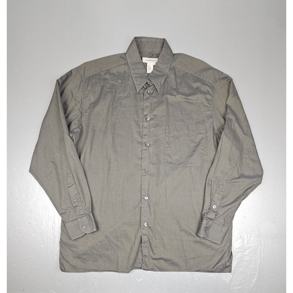 Ermenegildo Zegna Button Up Shirts Mens XL Gray Preppy Casual Long Sleeve